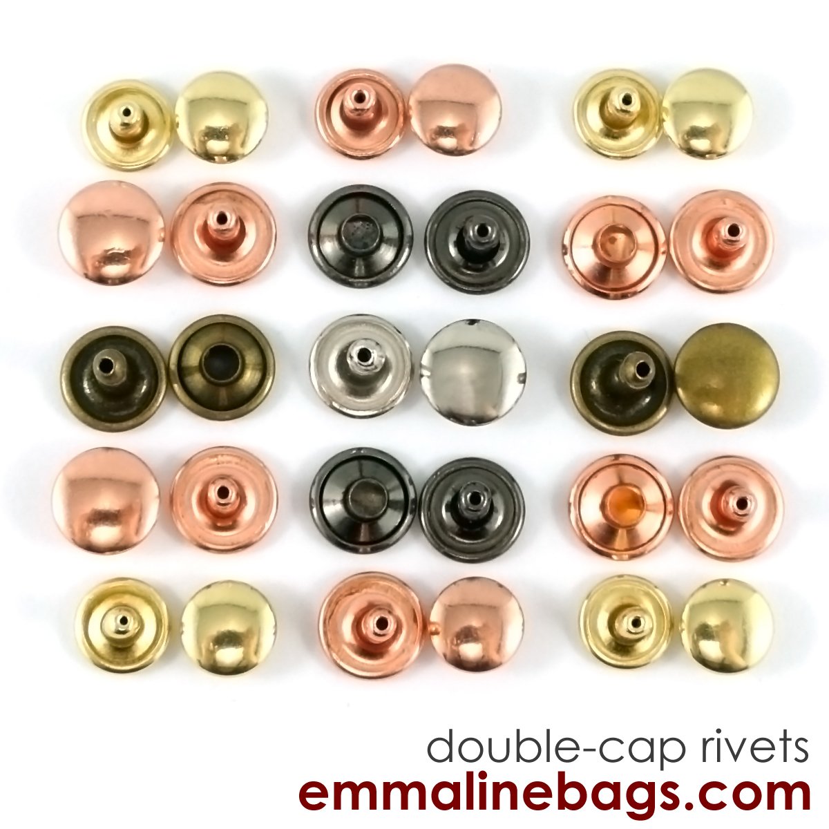 Double Cap Rivets - Copper - 50 pack - Emmaline - 2