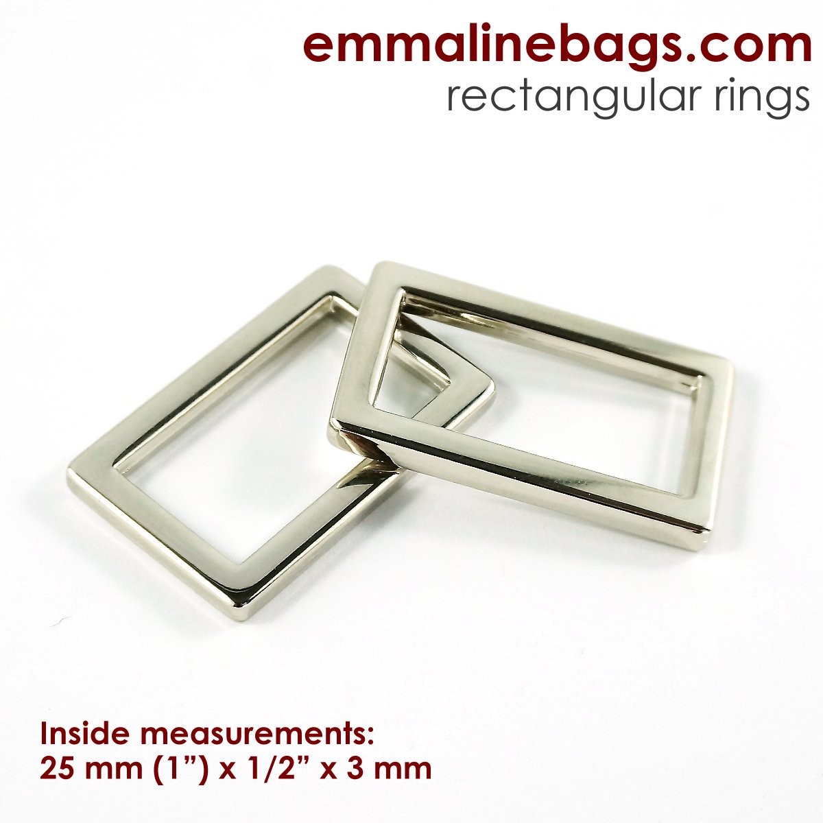 Flat Rectangle Rings 1" - Gunmetal - 4 pack - Emmaline - 2