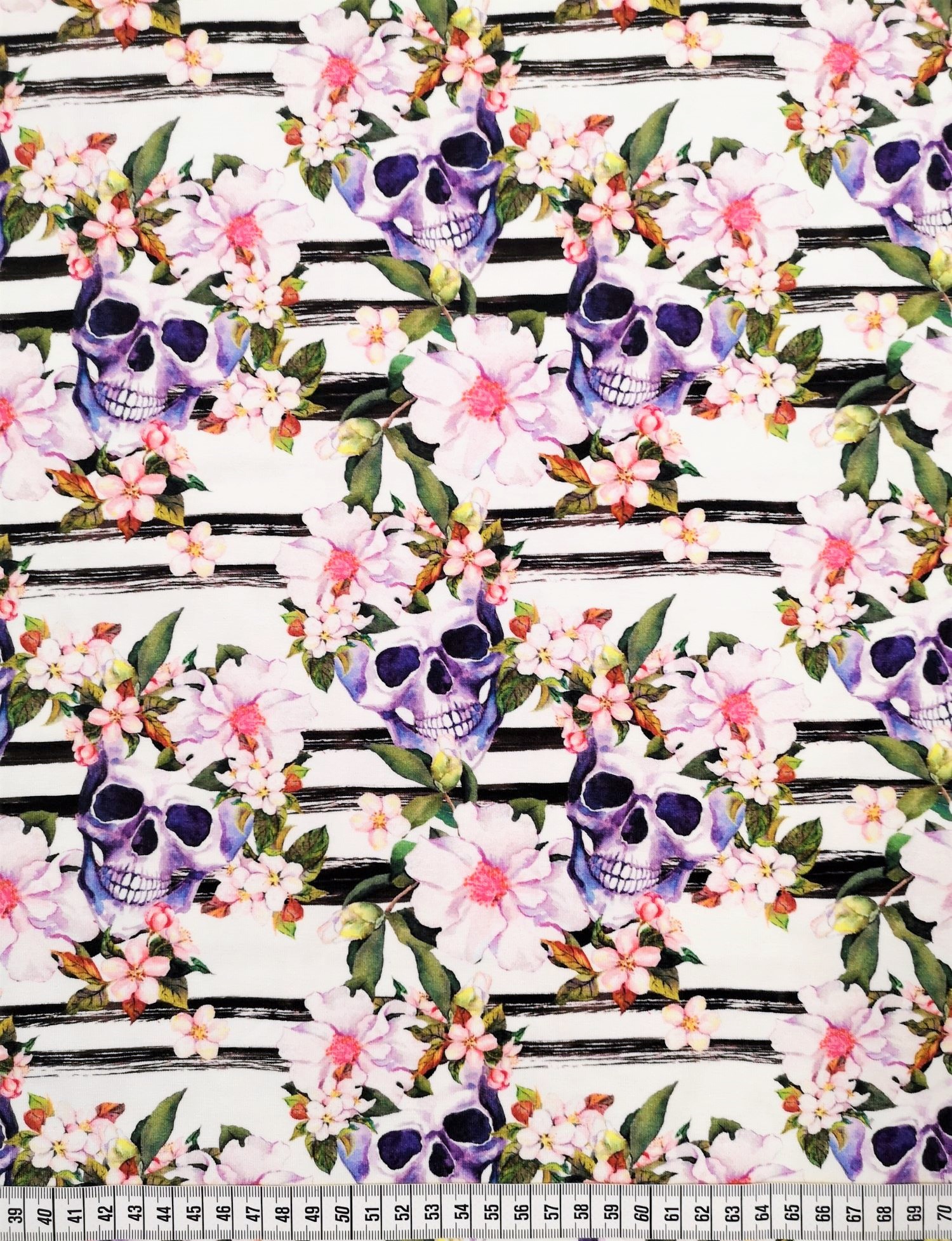 Skulls Stripe  Purple-Green - bomullsjersey