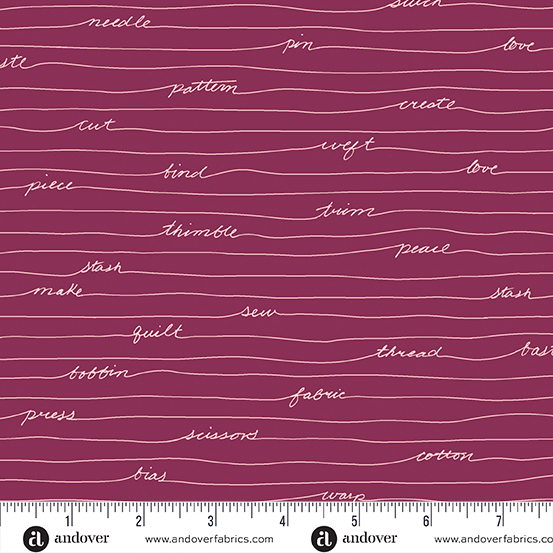 Scrawl Quilty Love - vinröd, rosa text
