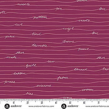 Scrawl Quilty Love - vinröd, rosa text