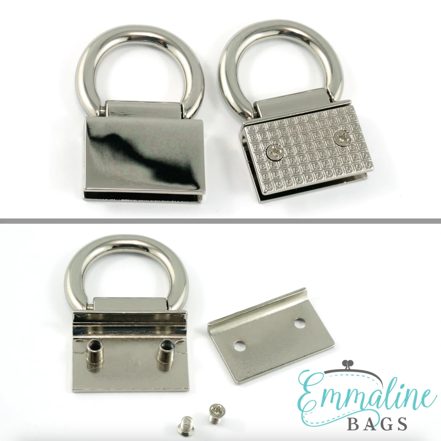 STRAP ANCHOR: "EDGE CONNECTORS" - 1 "  - GUNMETAL  -  4 PACK - 2