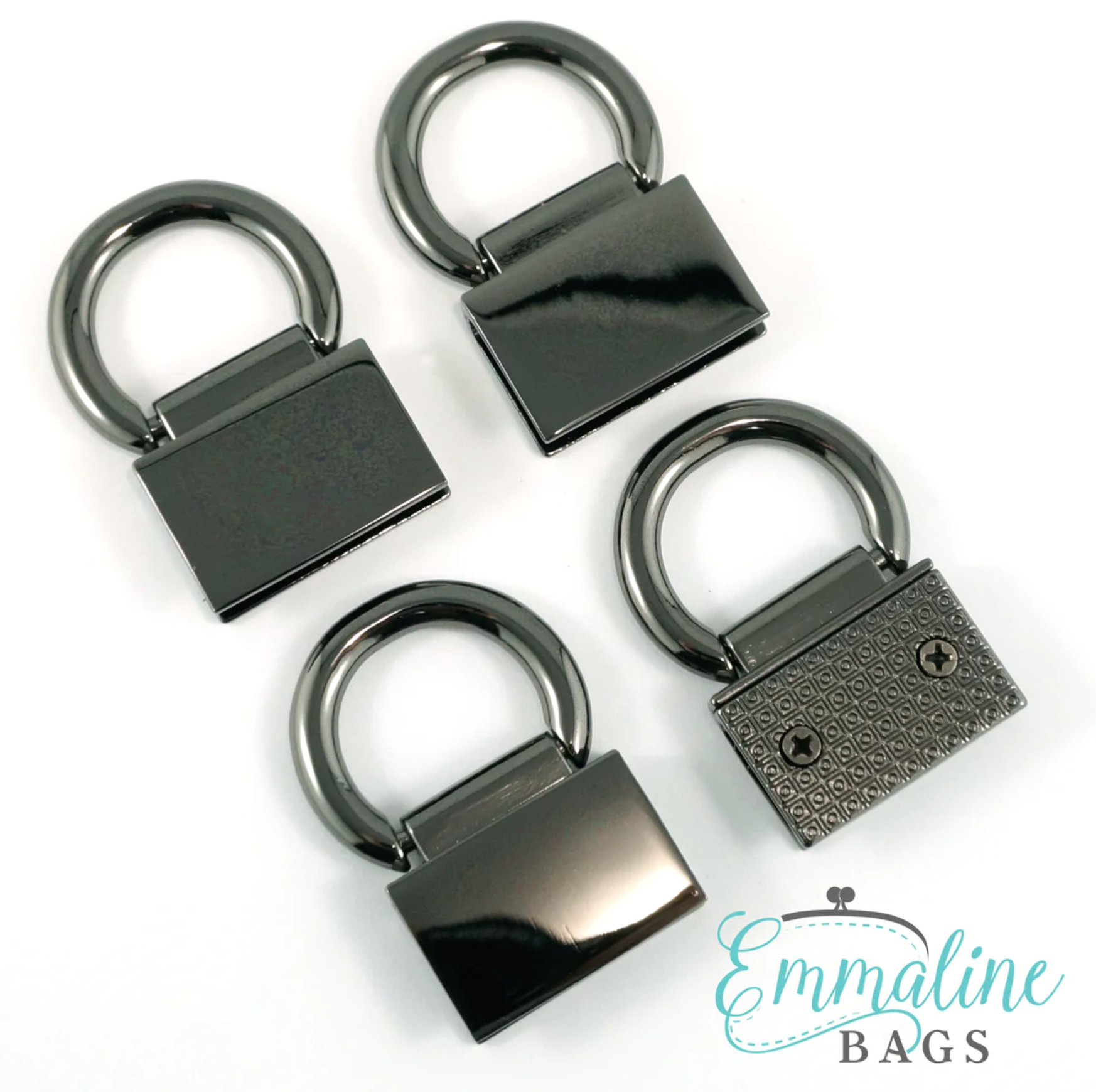 STRAP ANCHOR: "EDGE CONNECTORS" - 1 "  - GUNMETAL  -  4 PACK