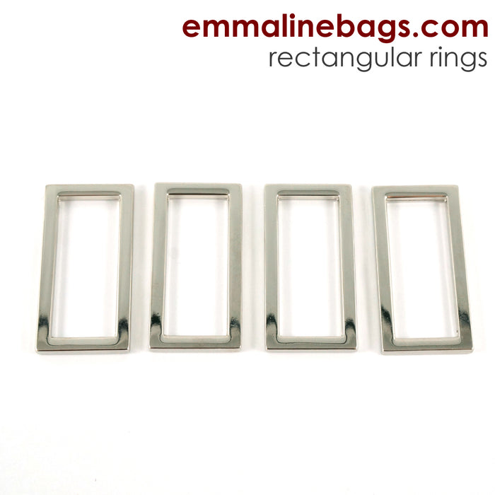 Flat Rectangle Rings 1" - Nickel - 4 pack - Emmaline