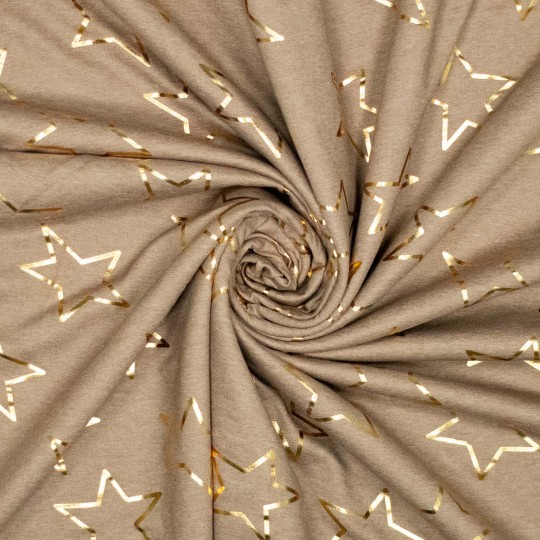 French Terry  - Melange med guldstjärnor - beige - 3