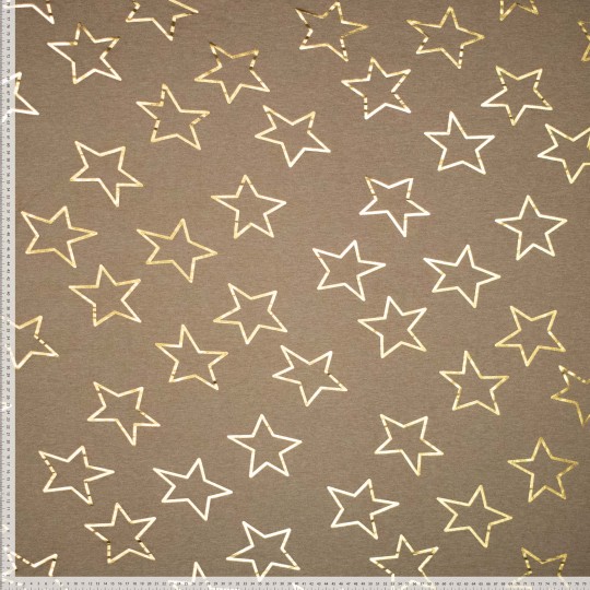 French Terry  - Melange med guldstjärnor - beige