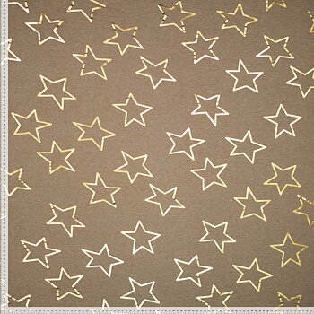 French Terry  - Melange med guldstjärnor - beige