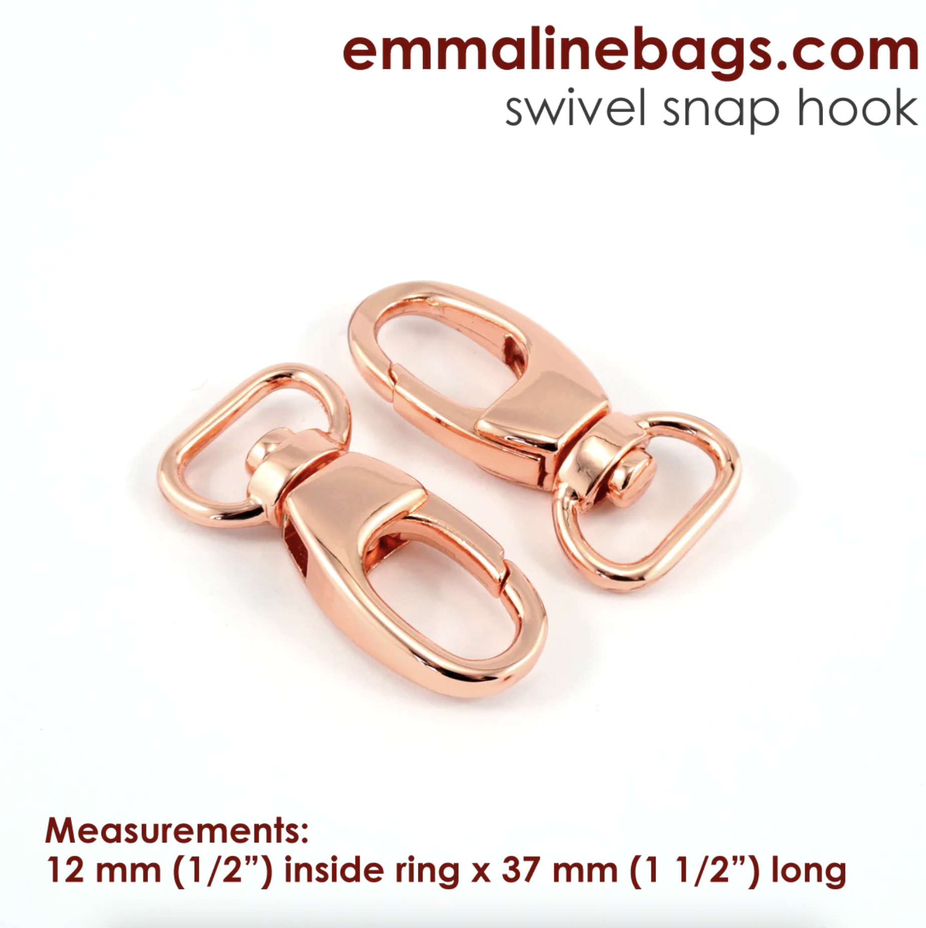Swivel Snap Hook 1/2" -  koppar - 2 pack - Emmaline