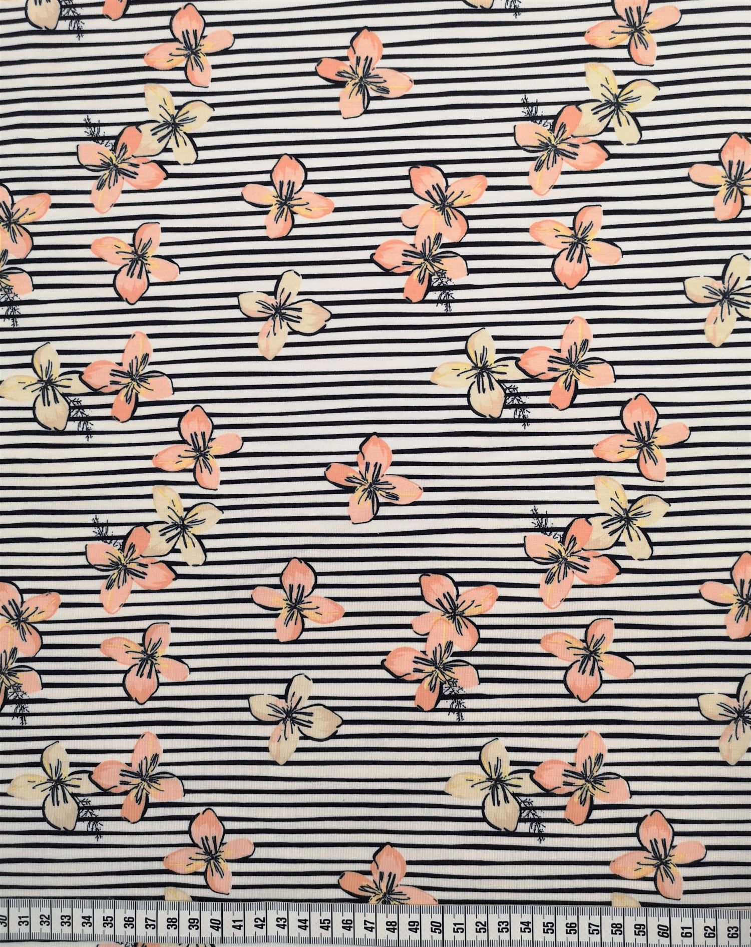Flowers Navy - Bomullsjersey