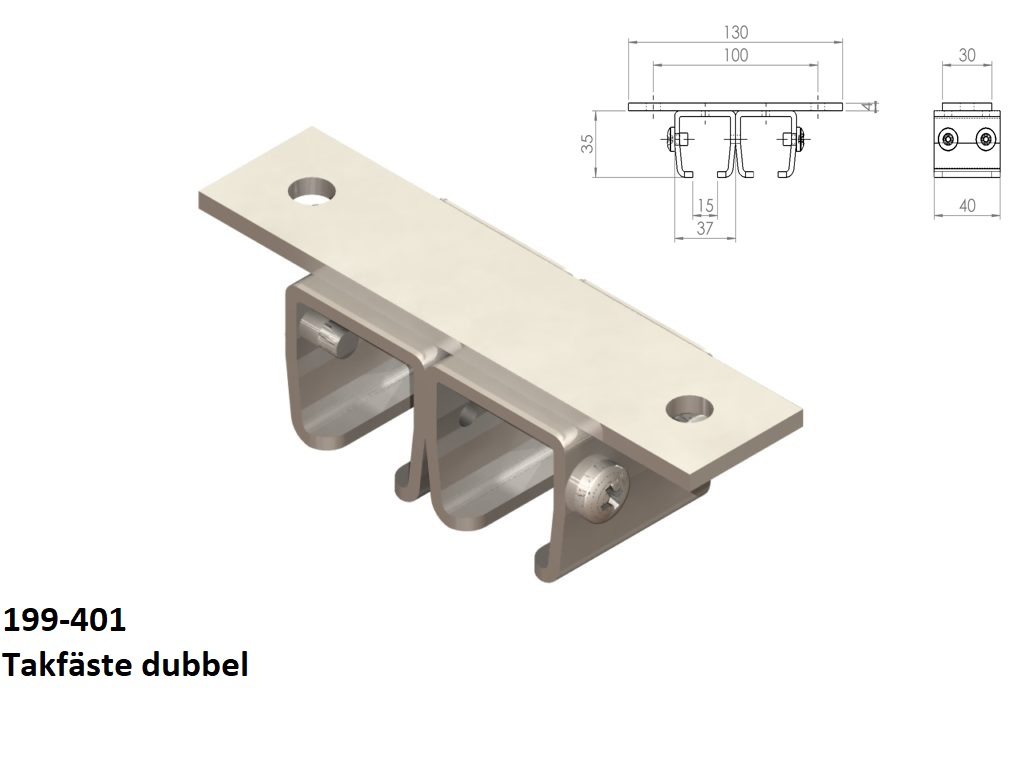 199-401 takfäste dubbel för 100 skena