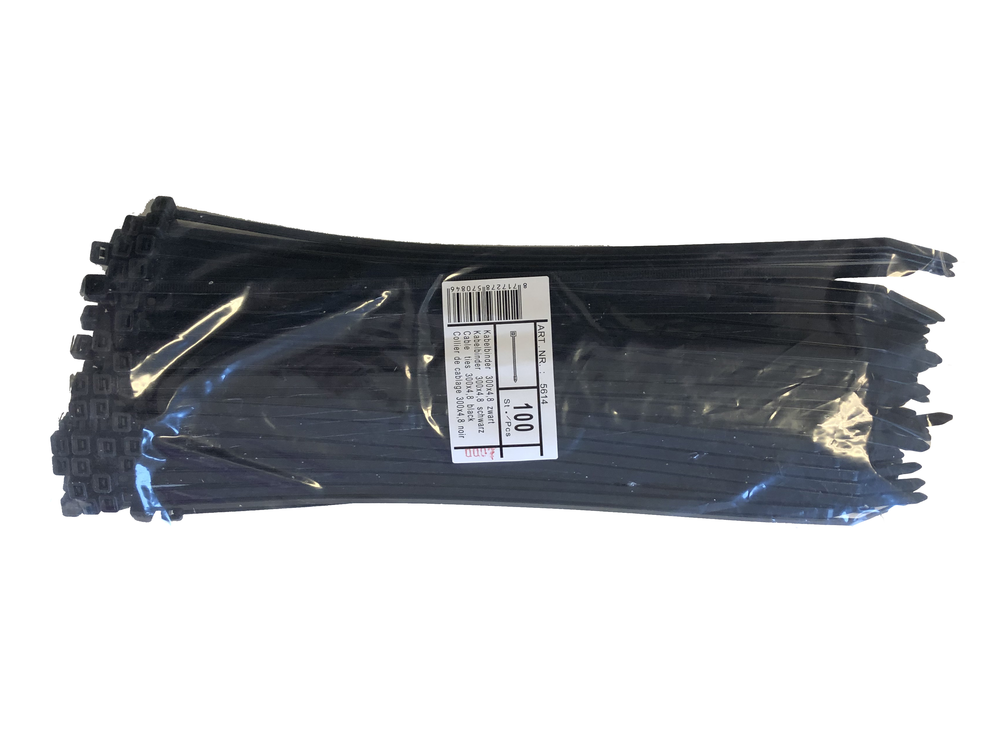 100-pack buntband 300x4,8 mm, svart