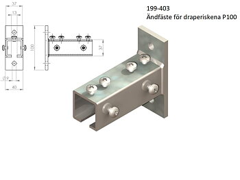 Ändfäste draperiskena