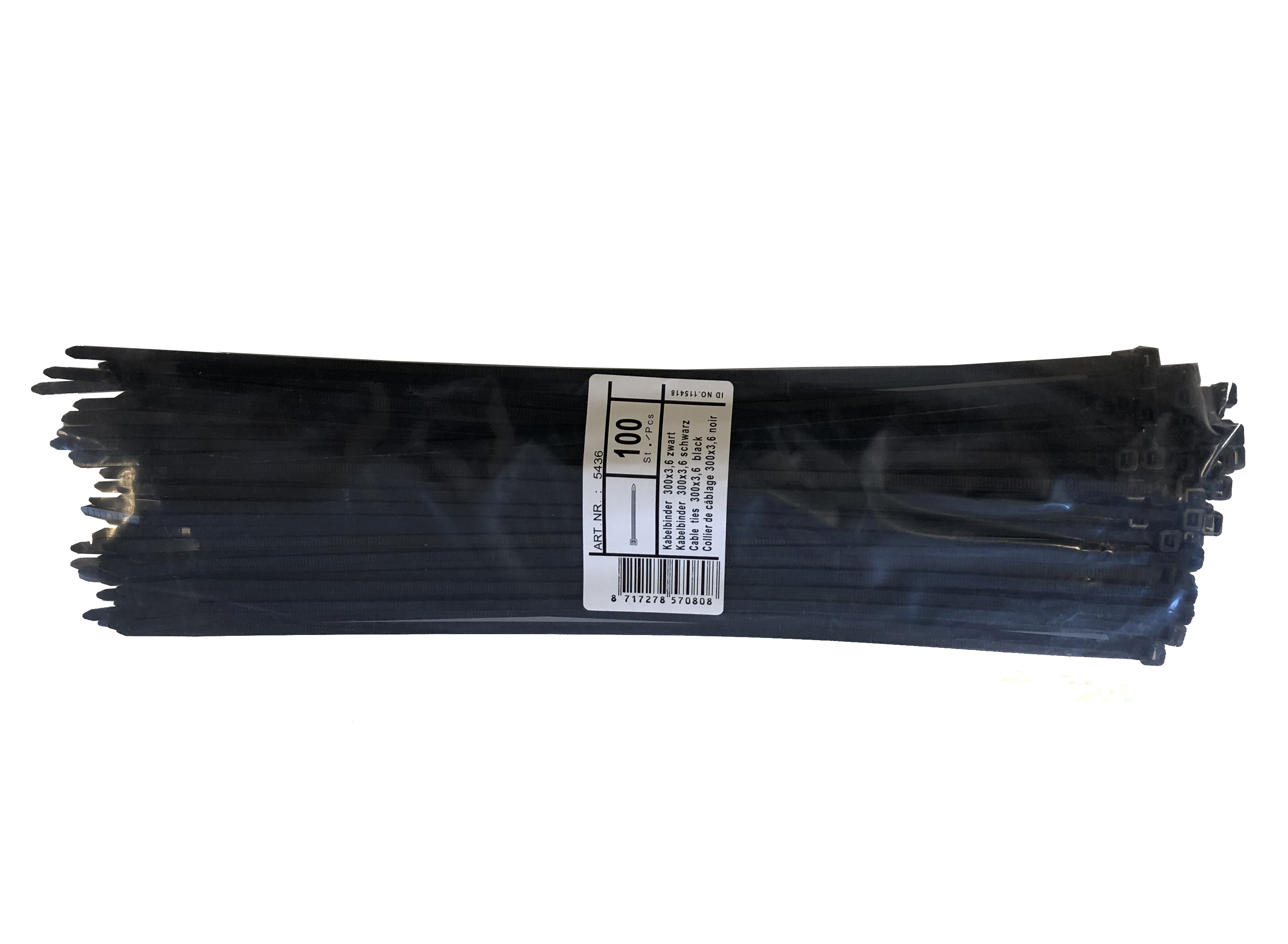 100-pack buntband 300x3,6 mm, svart
