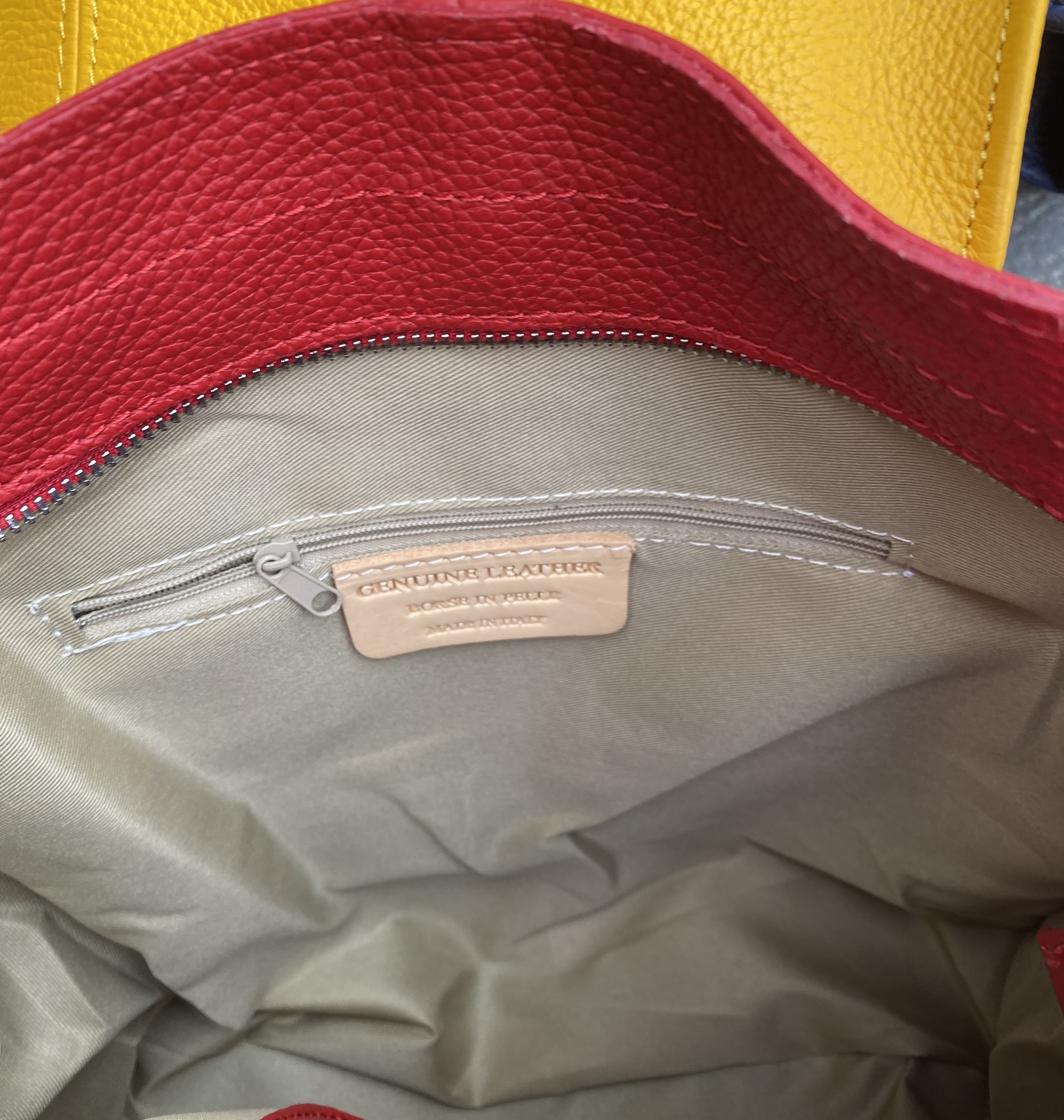 Stor Italiensk skinnväska 40x36x10, jeans - 7