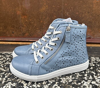 Hög sneakers med luftig perforerat skinn med blixtlås från Andrea Conti,  blå