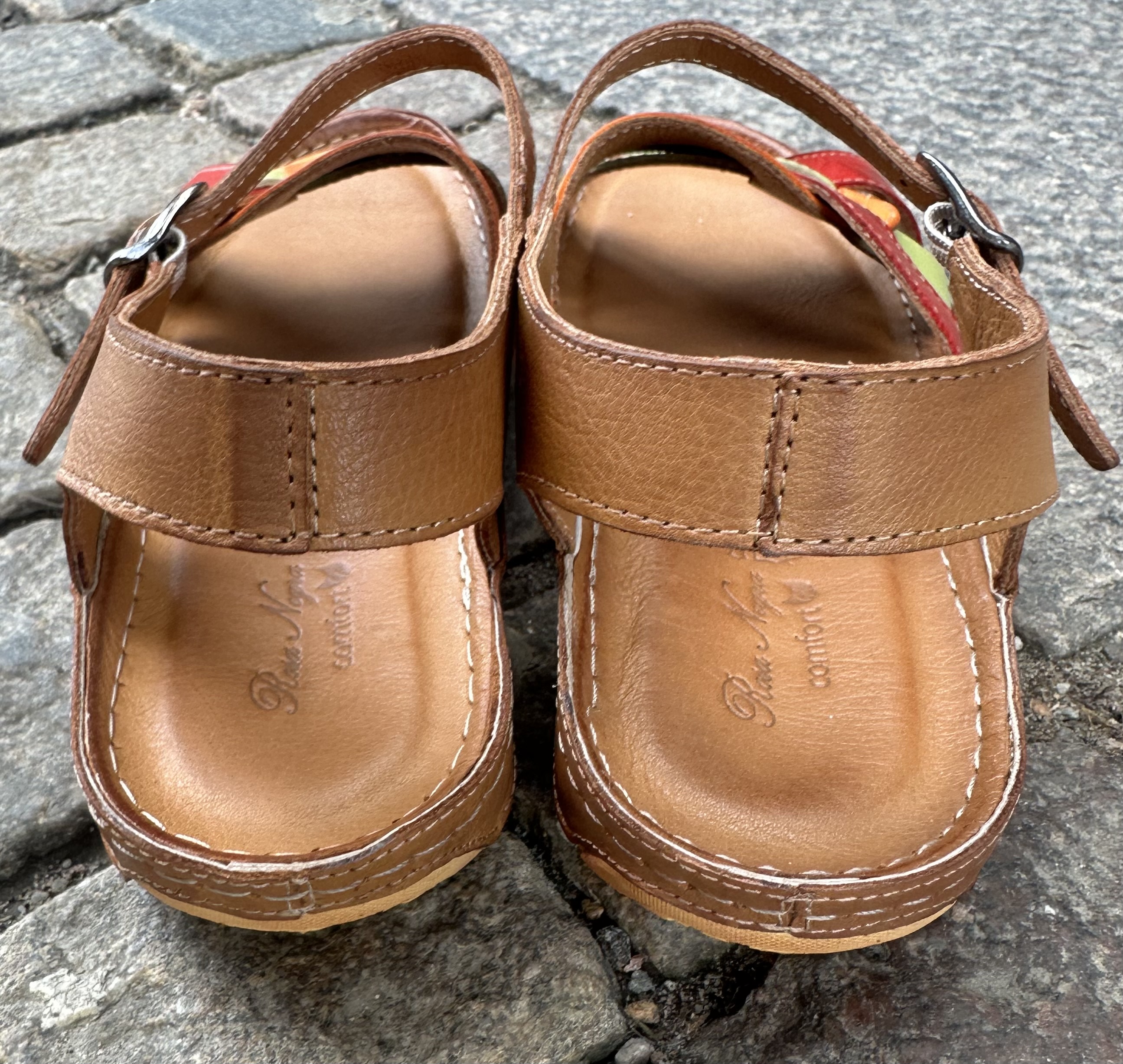 Sandaler i skinn från  Rosa Negra Comfort, Multi, orange/röd/grön - 4