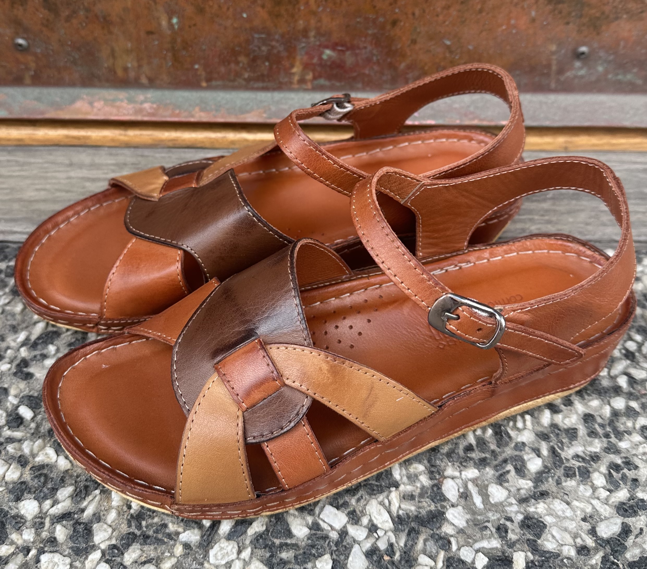 Sandaler i skinn från  Rosa Negra Comfort, brown/multi