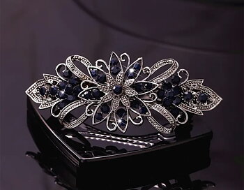 Vacker klämma i strass- svart