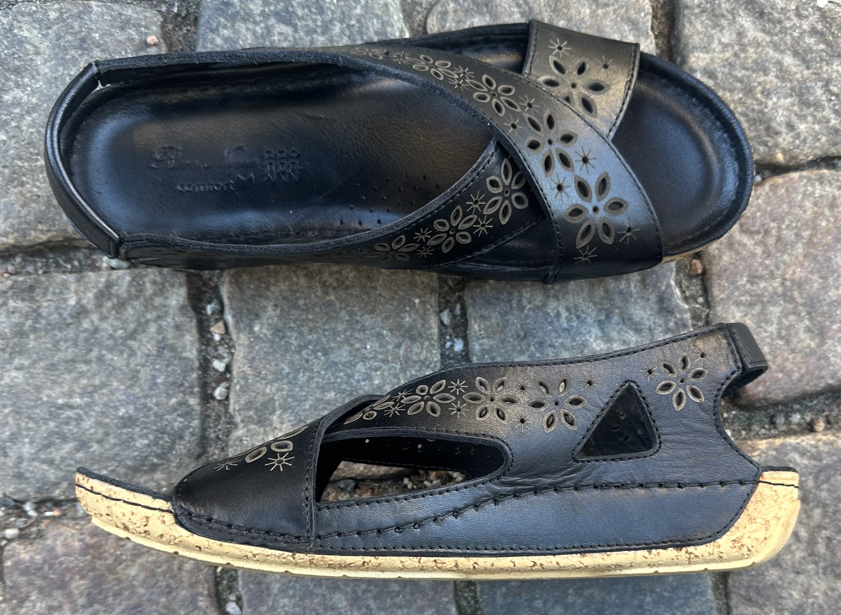 Sandalen "Flower"  i skinn från Rosa Negra, svart - 3