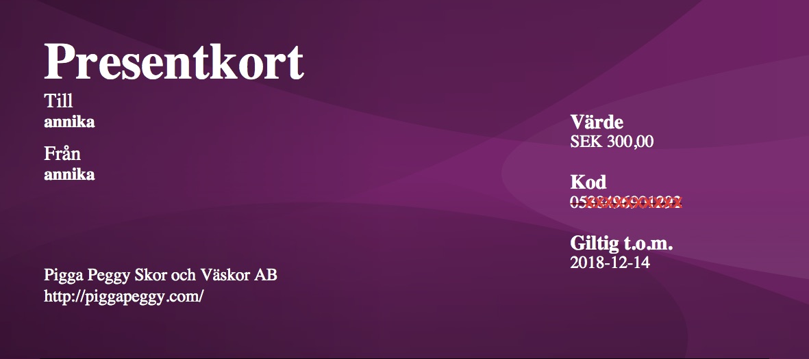 Presentkort 2000 kronor