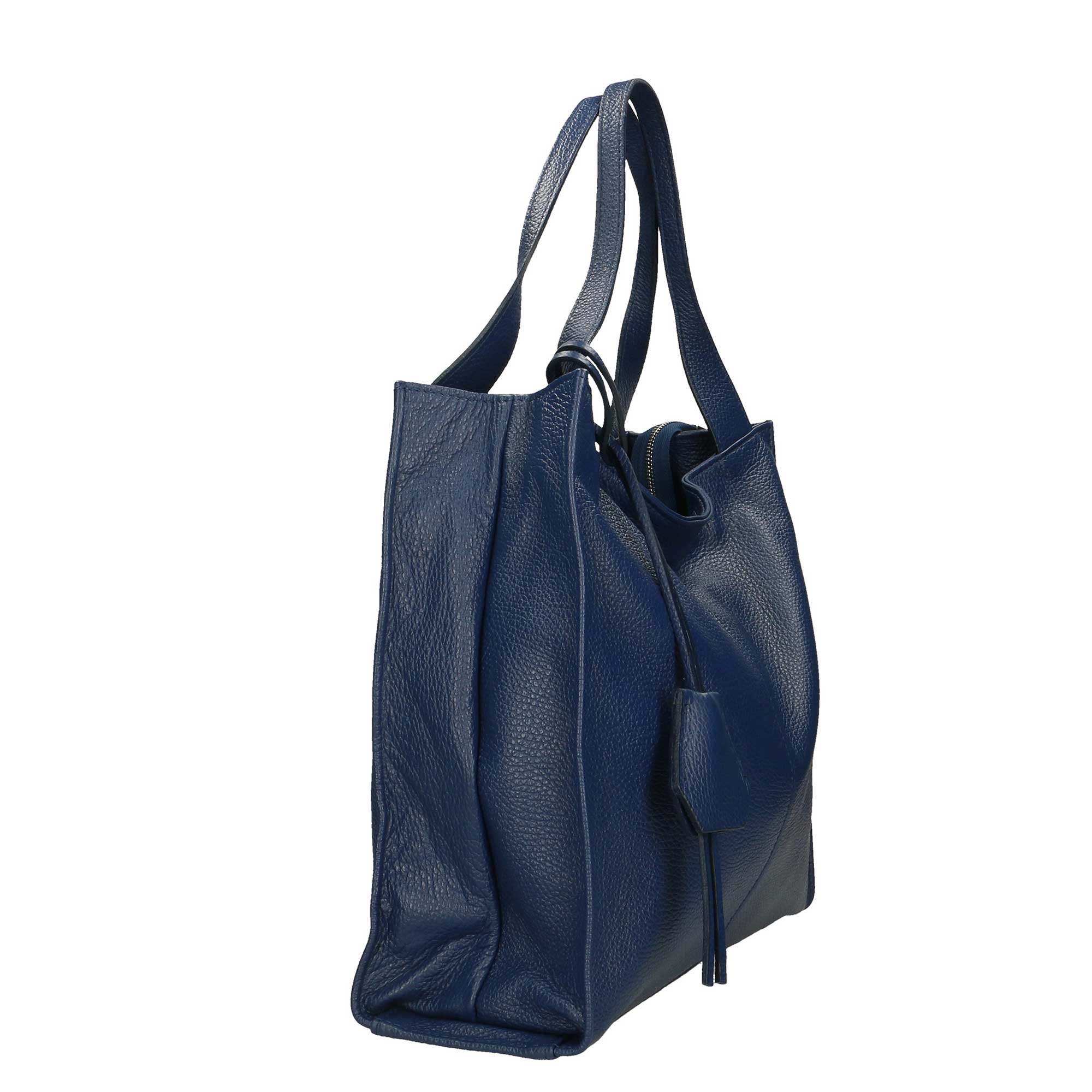 Stor Italiensk skinnväska 40x38x15, mörkblå - 3