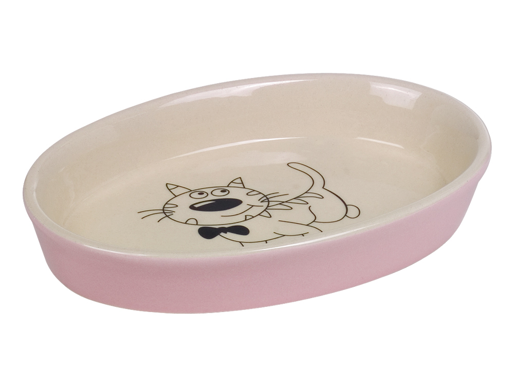 Oval Keramik Skål 17x11x2,5 cm Rosa/Beige