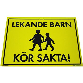 Skylt Lekande Barn Gul 40x30cm