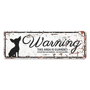 Vit Mini Warning Skylt Chihuahua 12x4cm
