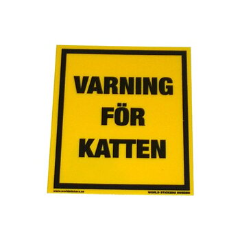 Plastskylt Varning För Katten 80x95mm Gul
