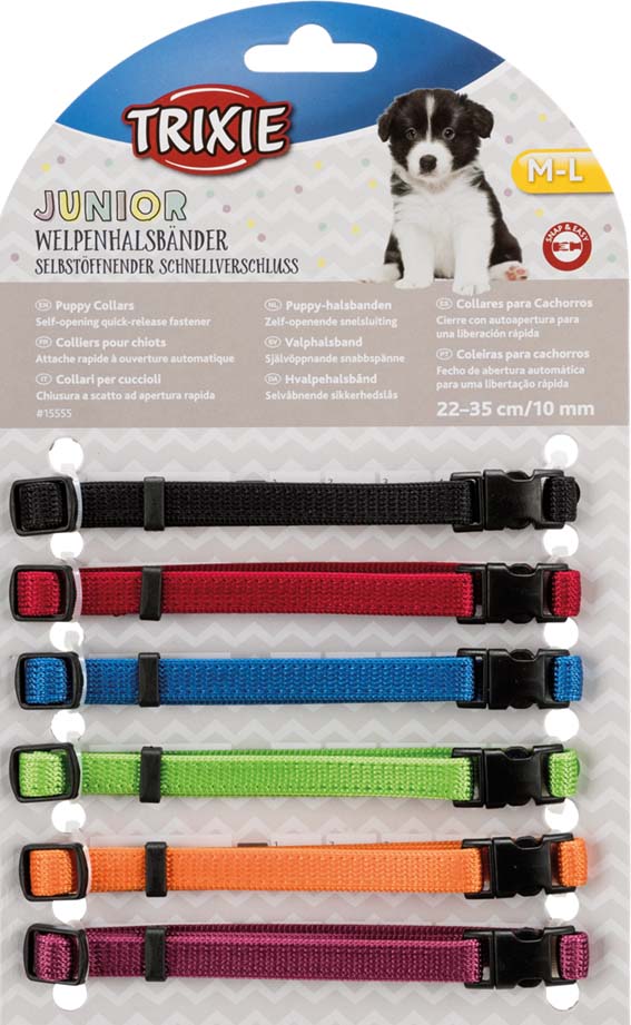 Trixie Junior Valphalsband 6-Pack Medium - Large 10 mm x 22-35cm Färgmix 1 - 3