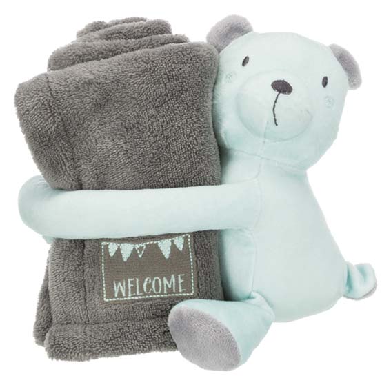 Trixie Junior Cuddly Set Filt/Björn Plysch 75x50cm Grå/Mint