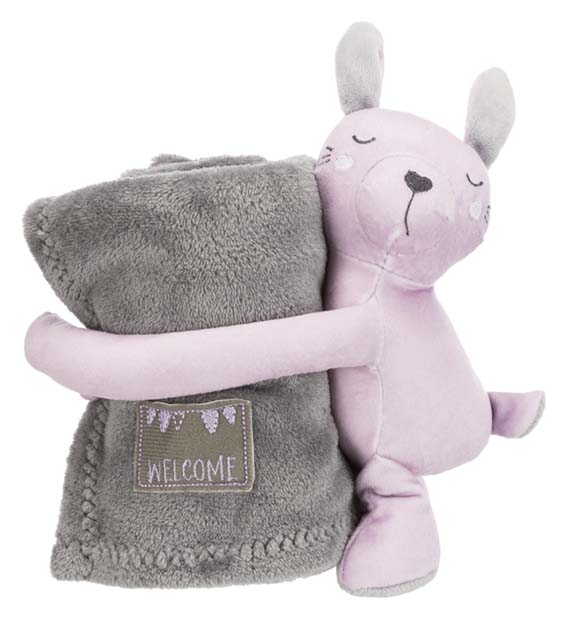 Trixie Junior Cuddly Set Filt/Björn Plysch 75x50cm Grå/Ljuslila