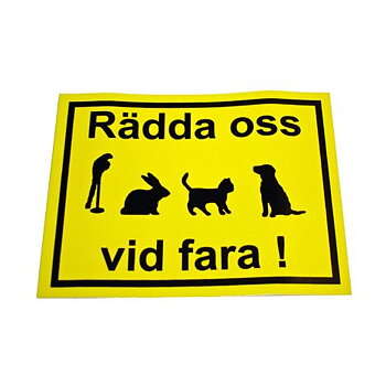 Klisterdekal Rädda Oss Vid Fara 6x8cm