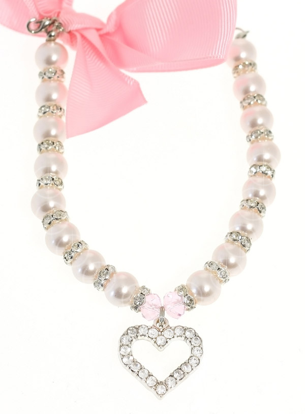 Urban Pup Pearl Heart Charm Hundhalsband Medium