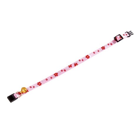 Katthalsband blommotiv rosa