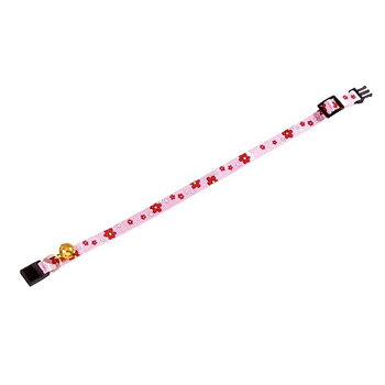 Katthalsband blommotiv rosa