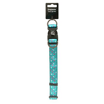 Dogman Justerbart Halsband Flamingo Turkos 25mm x 38-66cm X-Large