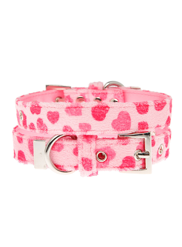 Urban Pup Pink Hearts Fabric Halsband Rosa Medium