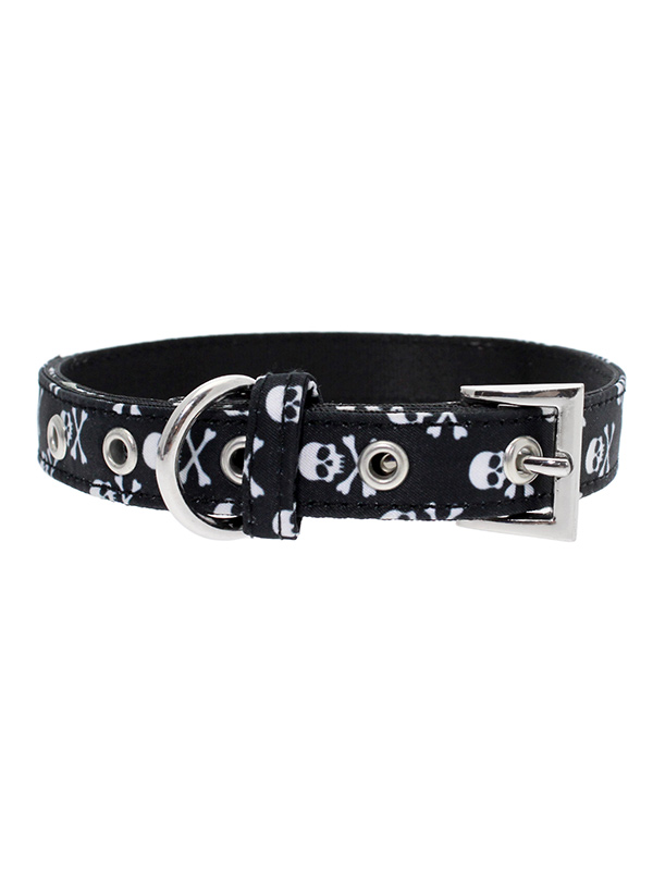 Urban Pup Skulls & Crossbones Fabric Halsband Svart/Vit Large - 3