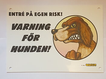 Skylt Varning För Hunden Långhårig Hönsehund