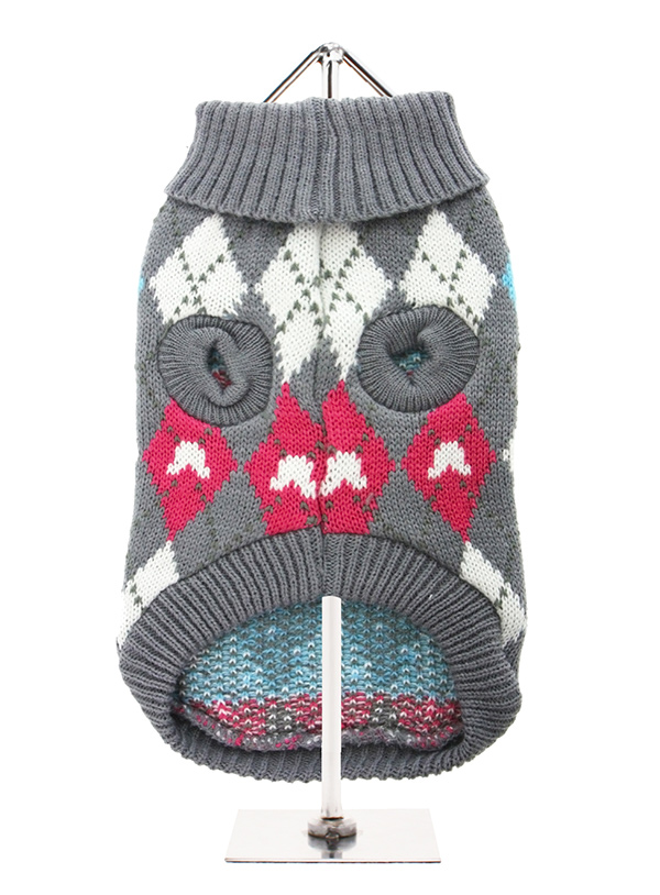 Urban Pup Stickad Tröja Grey & Pink Argyle - 2