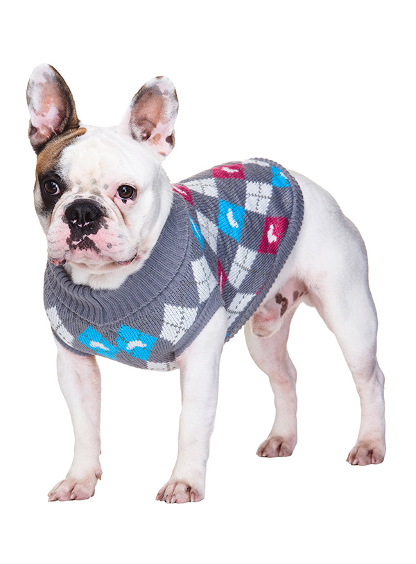 Urban Pup Stickad Tröja Grey & Pink Argyle - 3