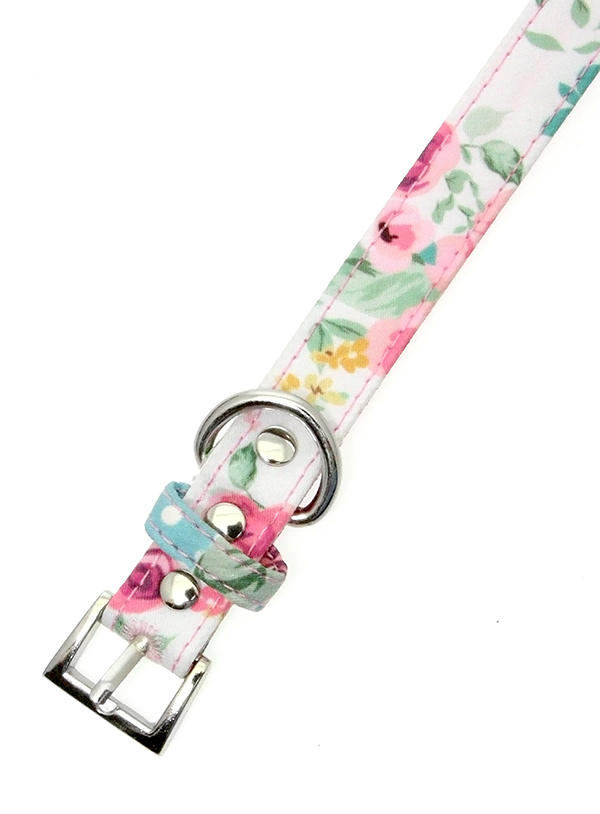 Urban Pup Halsband Pink Floral Cascade Vit/Rosa/Grön Large - 2