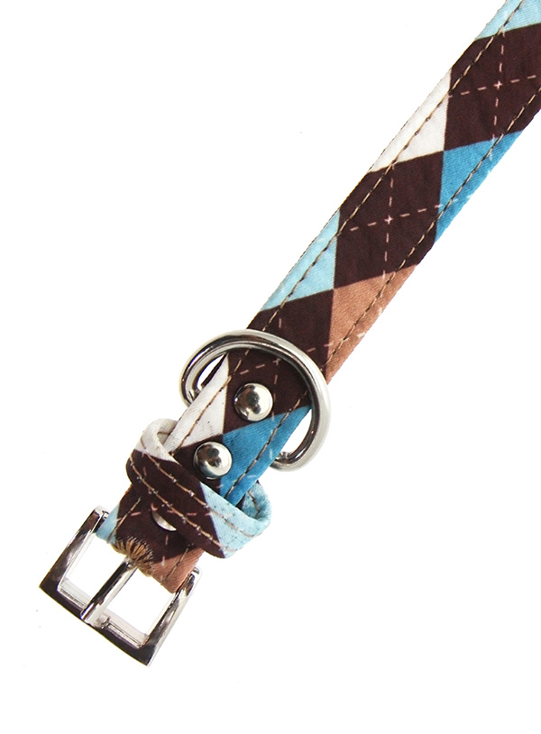 Urban Pup Halsband Brun & Blå Argyle Medium - 2