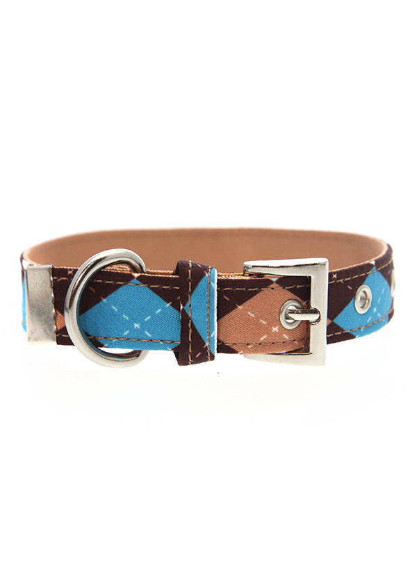 Urban Pup Halsband Brun & Blå Argyle Medium - 4