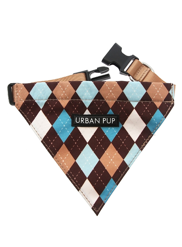 Urban Pup Brown And Blue Argyle Bandana Brun/Blå