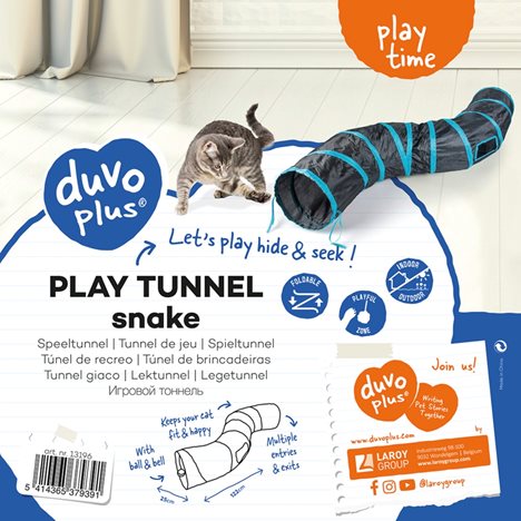 Duvo+ Snake Kattunnel Svart/Blå 122x25cm - 2