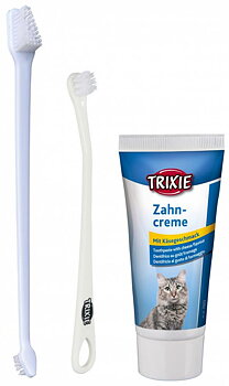 Trixie Tandvårds Set För Katt 2 Borsta & Tandkräm Med Ostsmak OBS UTGÅTT DATUM!