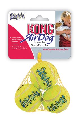 Kong Squeakair Tennisboll 3-Pack Small Gul - 3