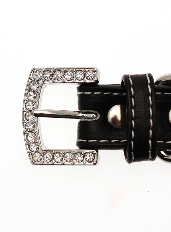 Urban Pup Bling Läderhalsband Med Hundben Svart - 5